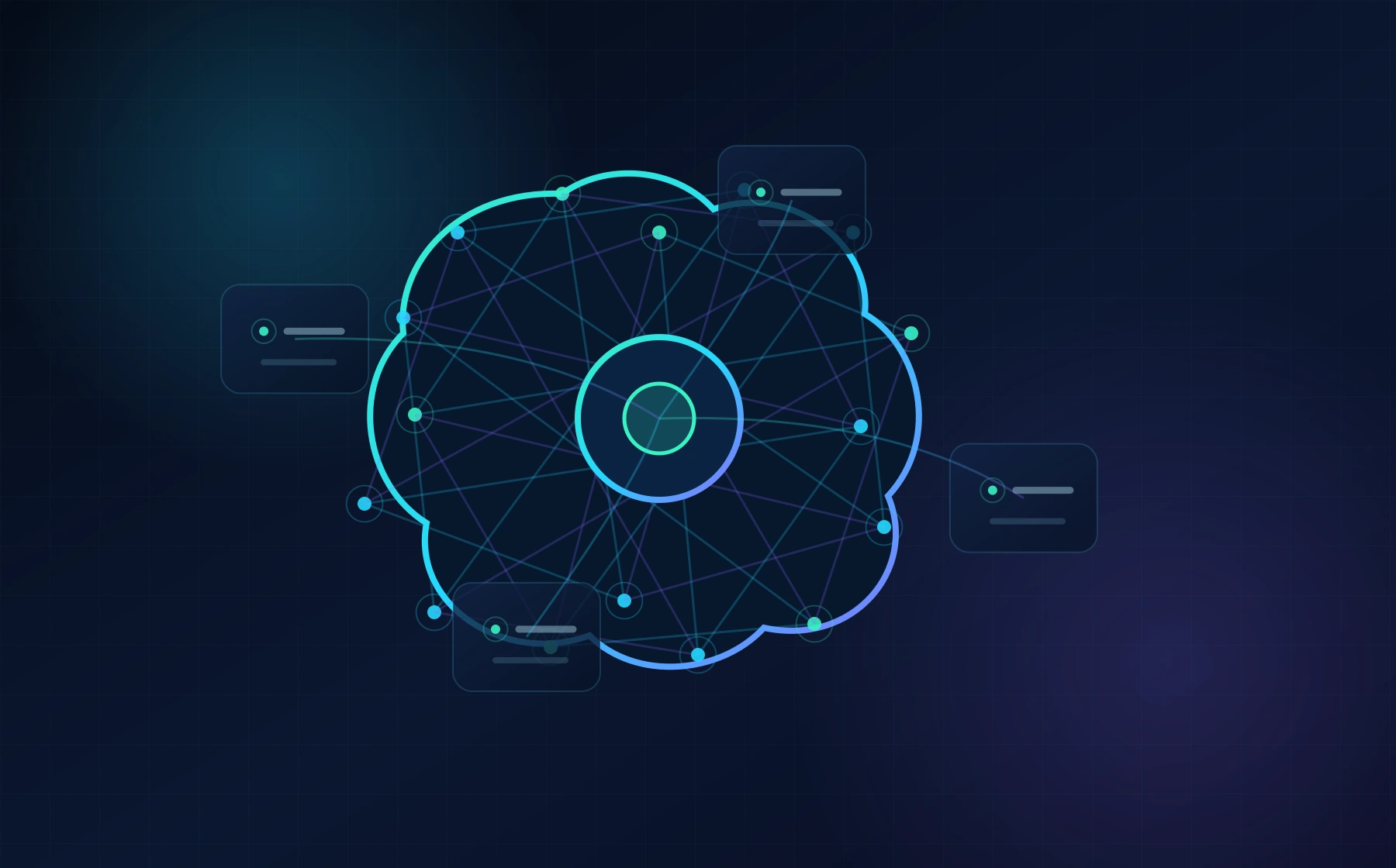 AI security intelligence represented as a connected neural network
